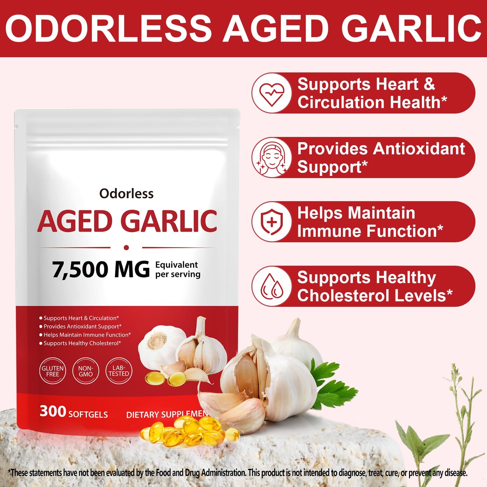 Akeeronn Odorless Aged Garlic Extract Capsules 300 300 Count (Pack of 1)