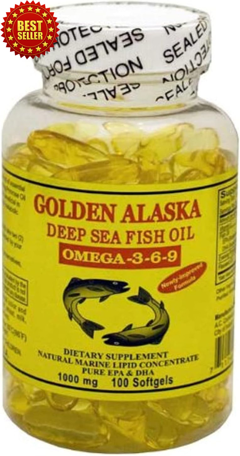 Omega-3-6-9 Fish Oil 1000mg 100 Softgels Golden Alaska Deep Sea