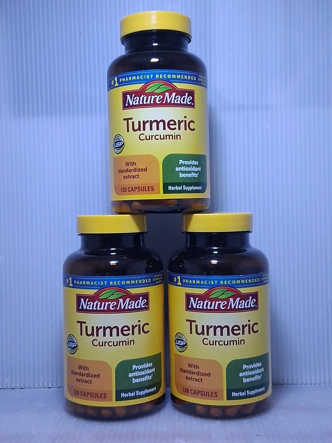3x Nature Made Turmeric Curcumin 500 mg, Herbal Supplement 120 Caps Each