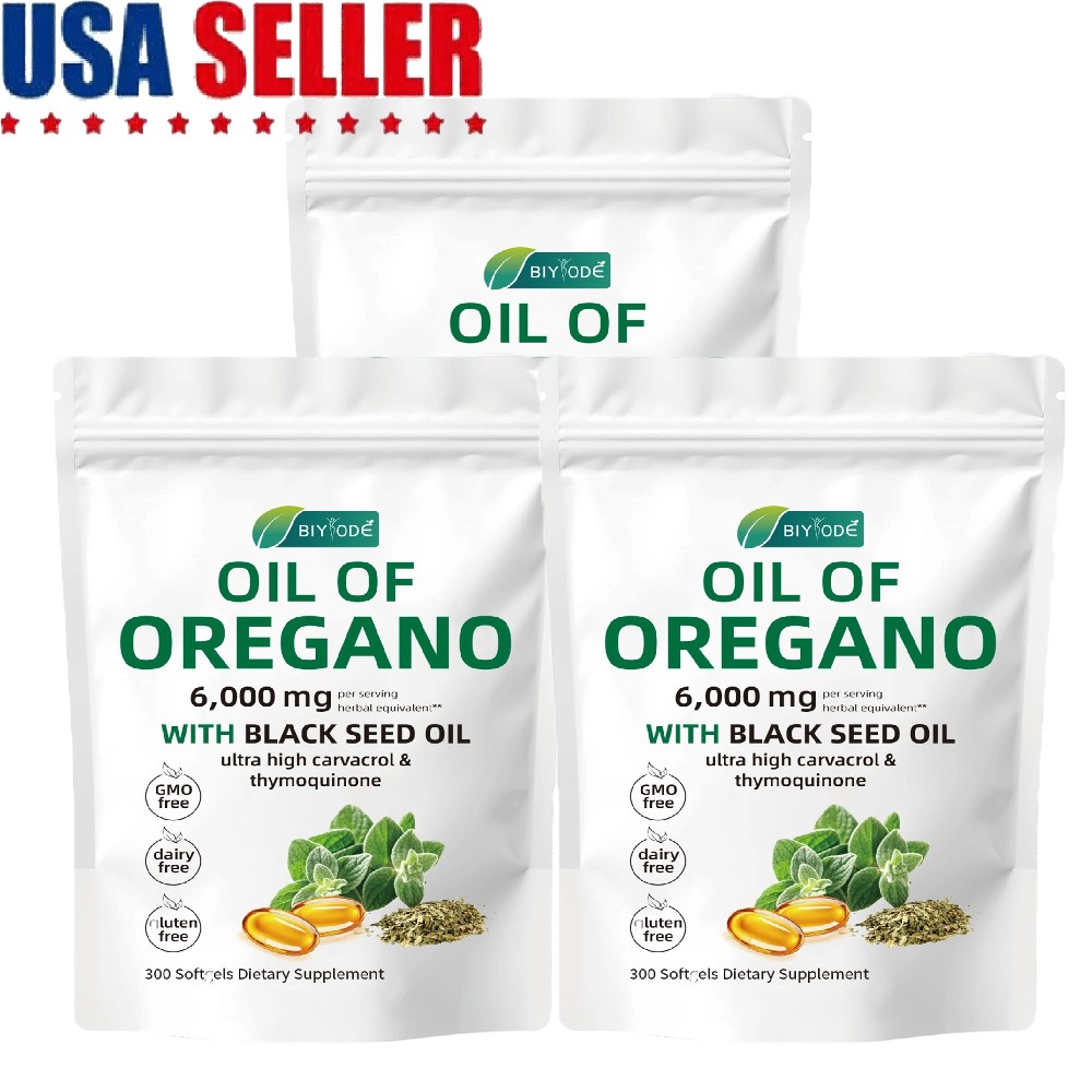 Oil of Oregano Softgels w/Black Seed –6000mg High Potency –900 Count (Pack of 3)