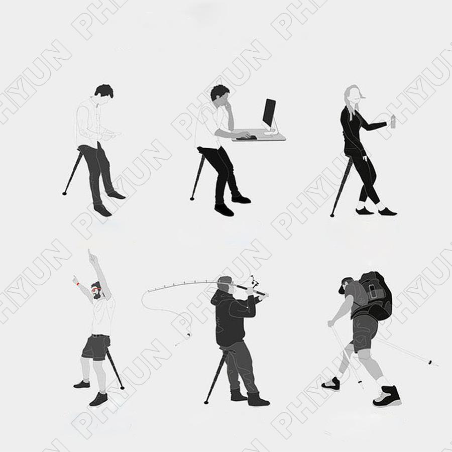 Black ABS Portable Folding Seat Walking Stick /Cane Adjustable Height Teliscopic