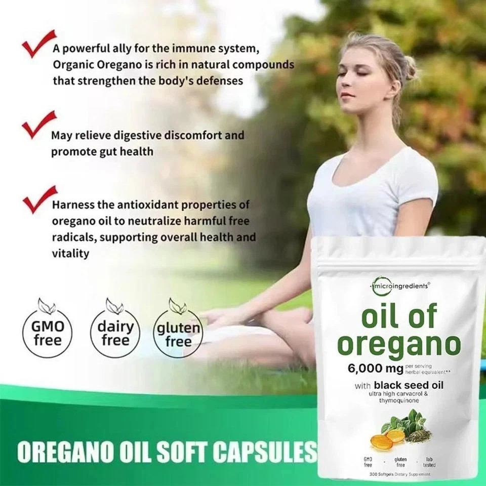 3 Pack Oil of Oregano with Black Seed Oil, 300 Softgels NEW Microingredients.