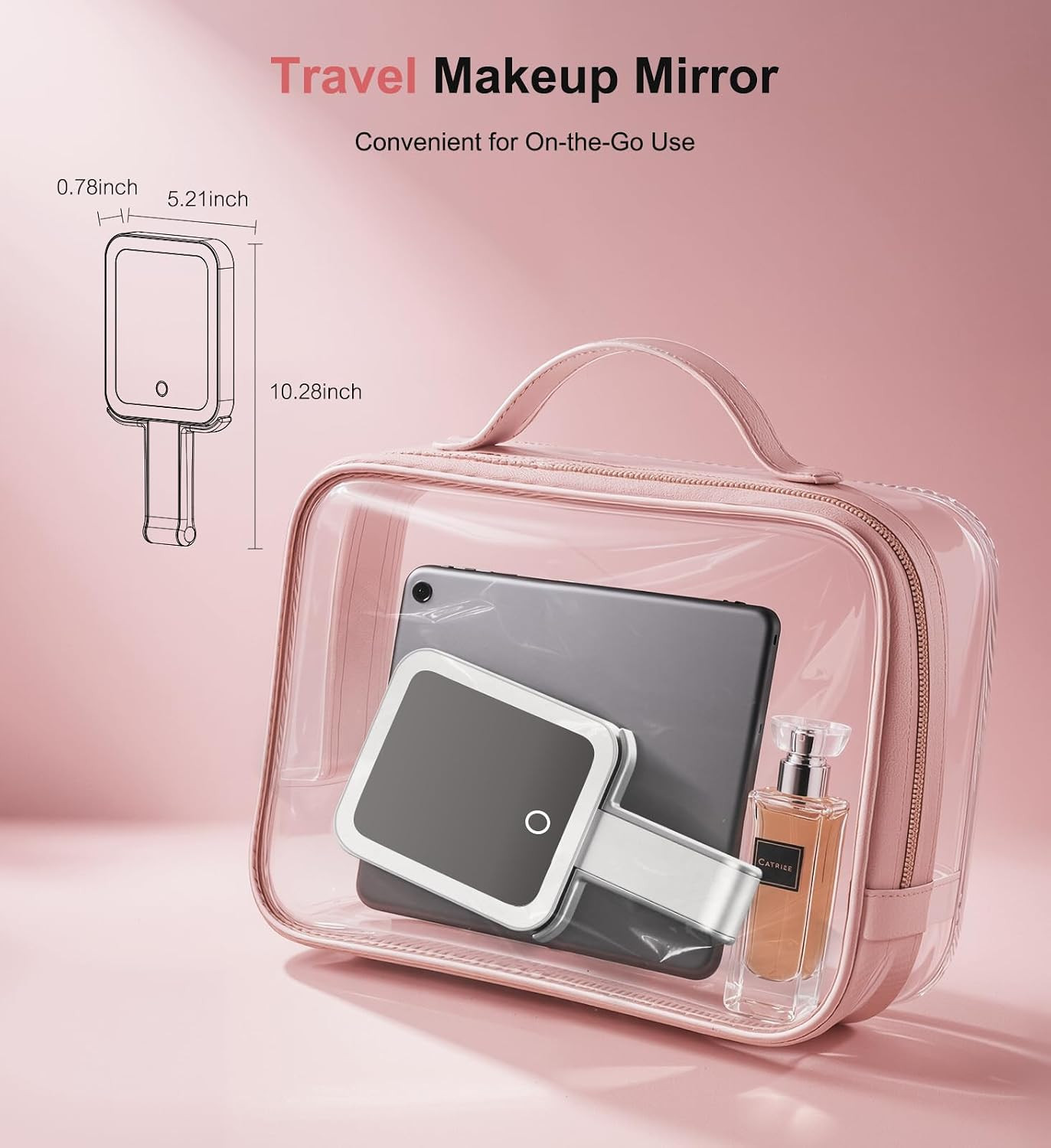 Travel Makeup Mirror with Lights, 10X/1X, 3 Colors, USB-C, Silver, Portable | 56