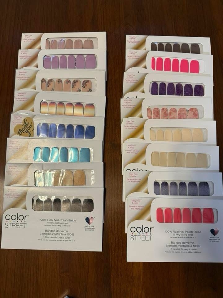 16 Color Street Nail Polish Strips Lot, Multicolor Glitter Assorted Colors