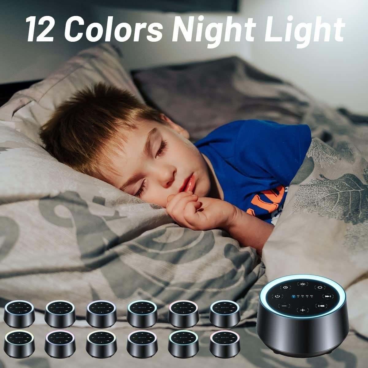 Travel-Friendly Sleep Sound Machine: 30 Sounds, 12 Night Lights & Compact Size