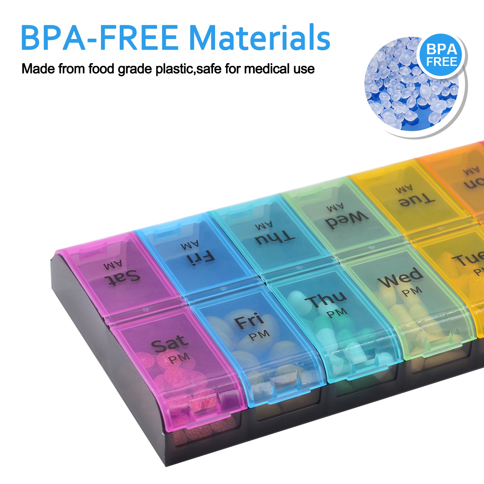2 / 3 / 4 Times a Day Weekly Pill Box Organizer Pill Organizer Case Portable Box
