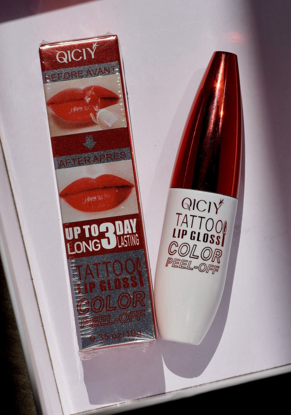 QICIV Tattoo Peel-Off Lip Gloss 0.35 oz Waterproof Long Lasting Shine