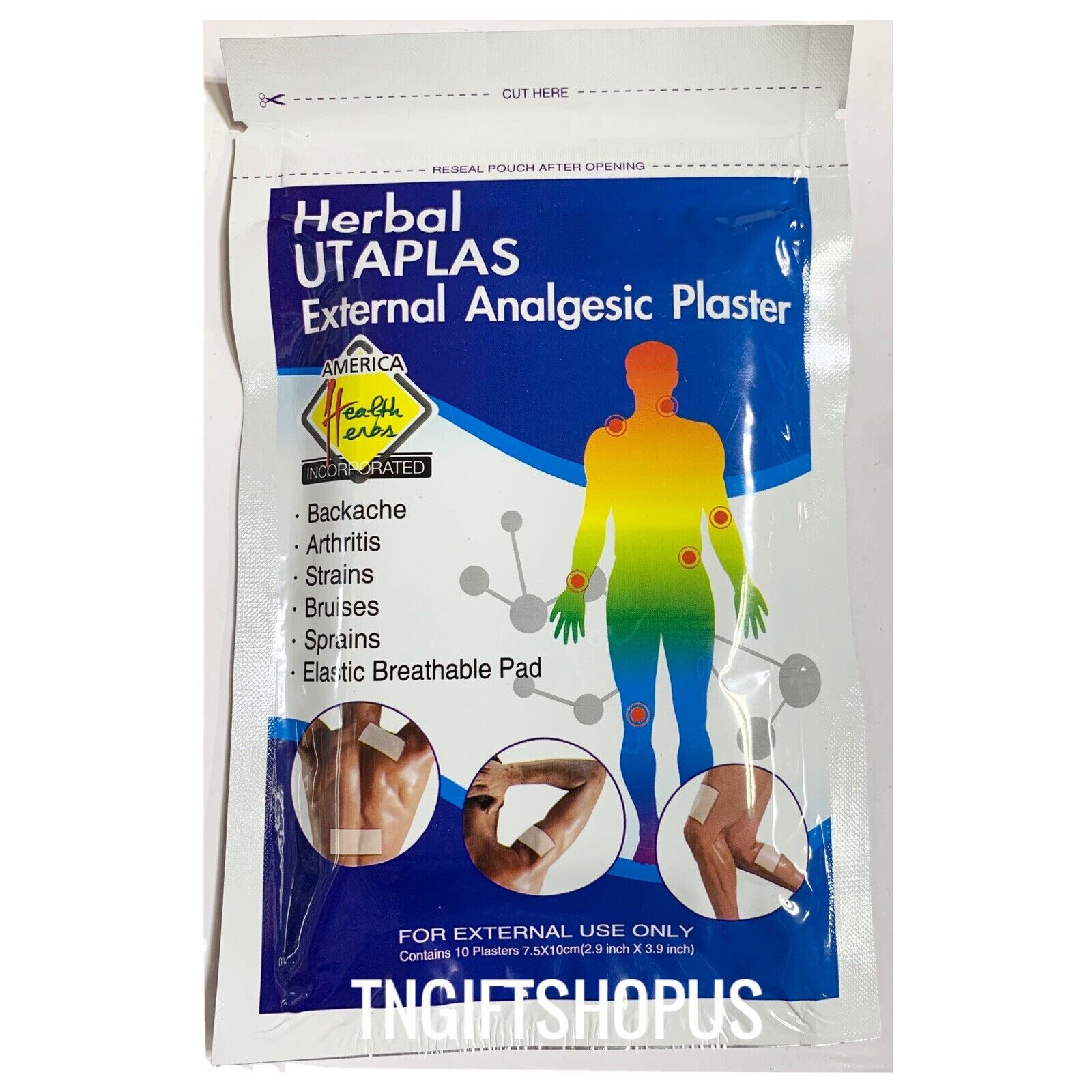 New Herbal Utaplas External Analgesic Plaster Pack of 10 Plasters