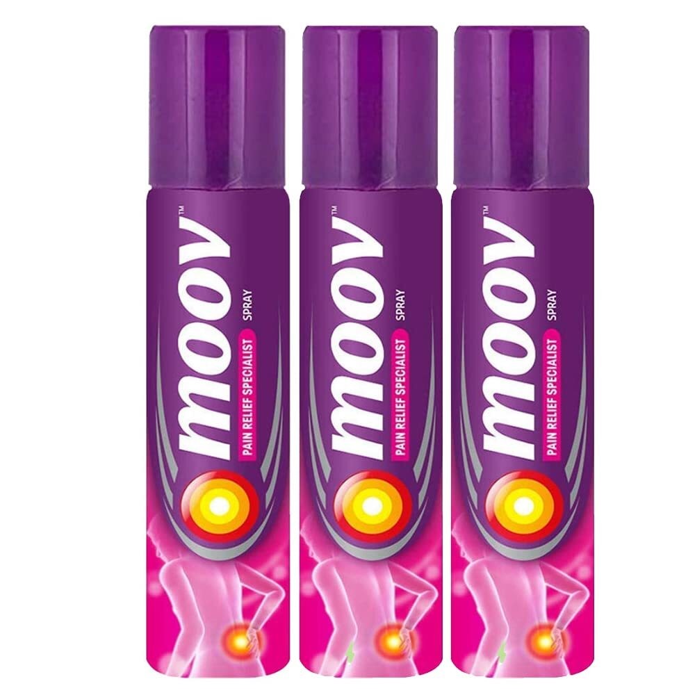 3 × Moov Pain Relief Spray Ayurvedic Formula For Back Pain Joint Pain 50g Each