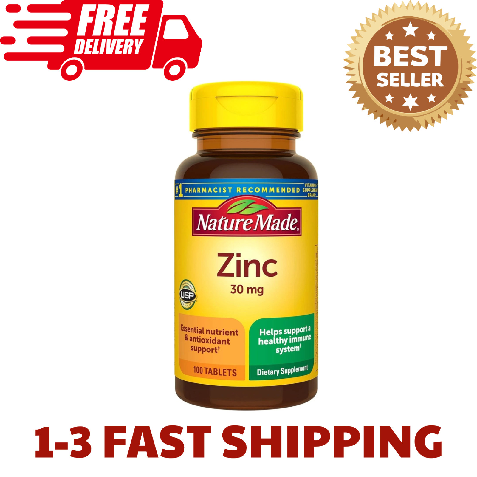 Nature Made Zinc 30 mg, Zinc Supplements for Men & Women, Dietary Supplement for