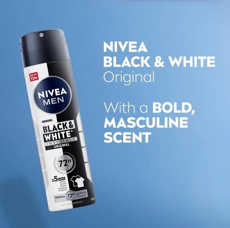3 Pack NIVEA MEN black & white invisible original 150ml ML each ( 3 PACK )