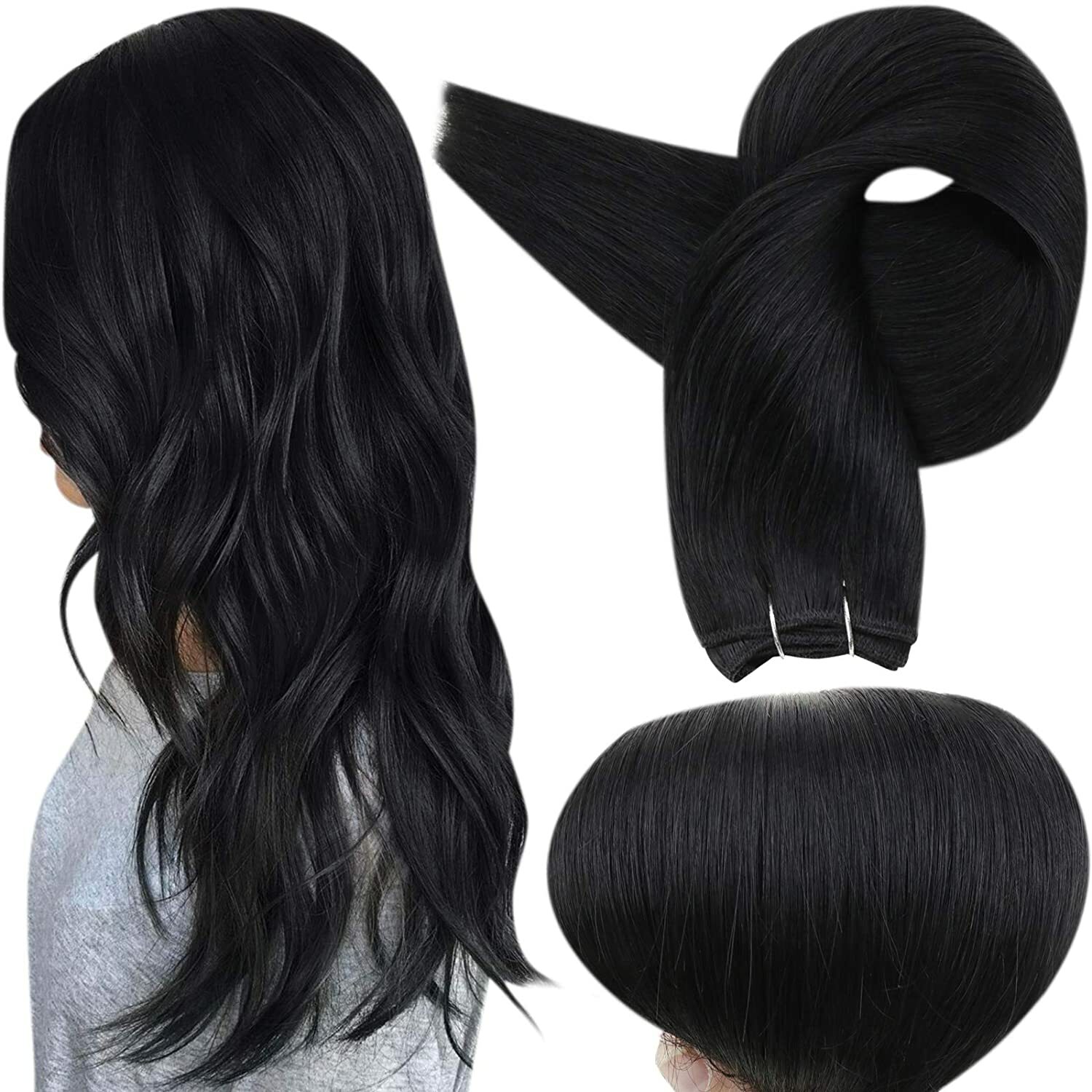 Double Weave Sew in Hair Extensions Weft Brazilian Remy Human Hair Full Head100g