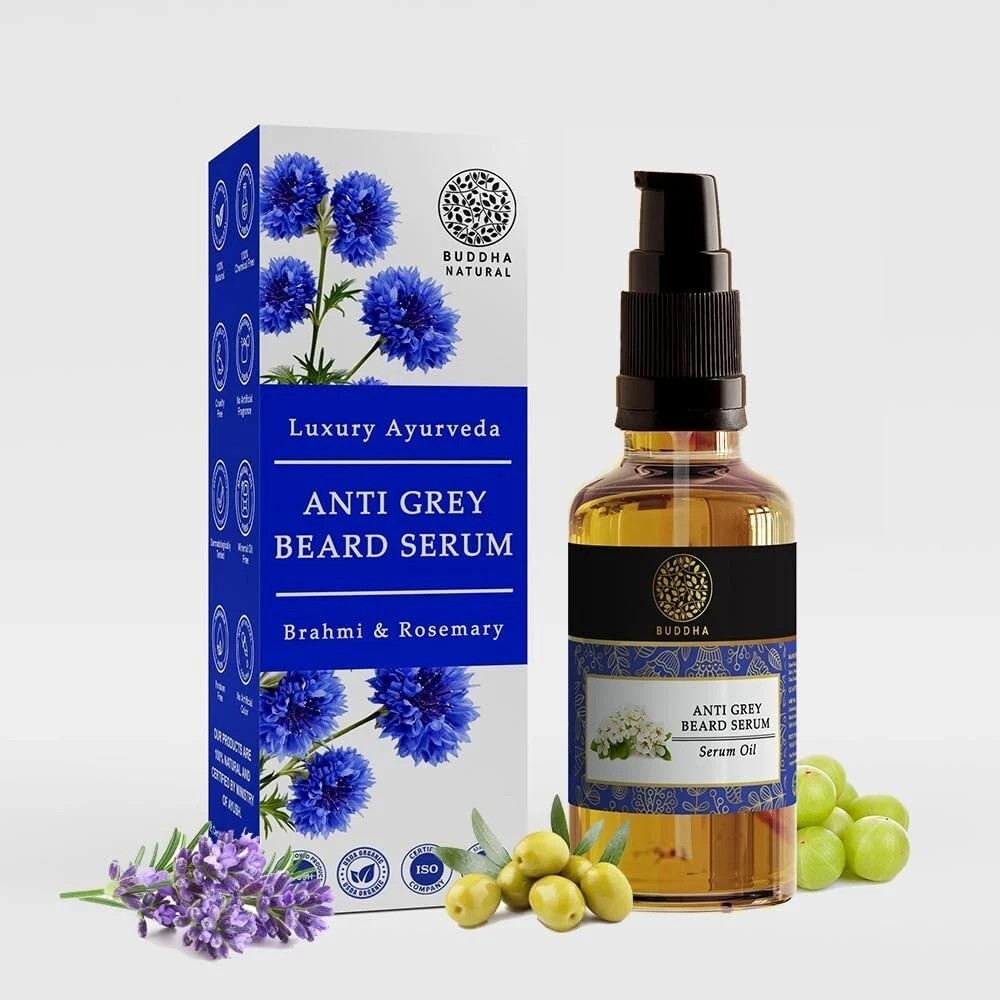 Natural Grey Beard Serum 25ml Restore Natural Black Color of Grey White Bear
