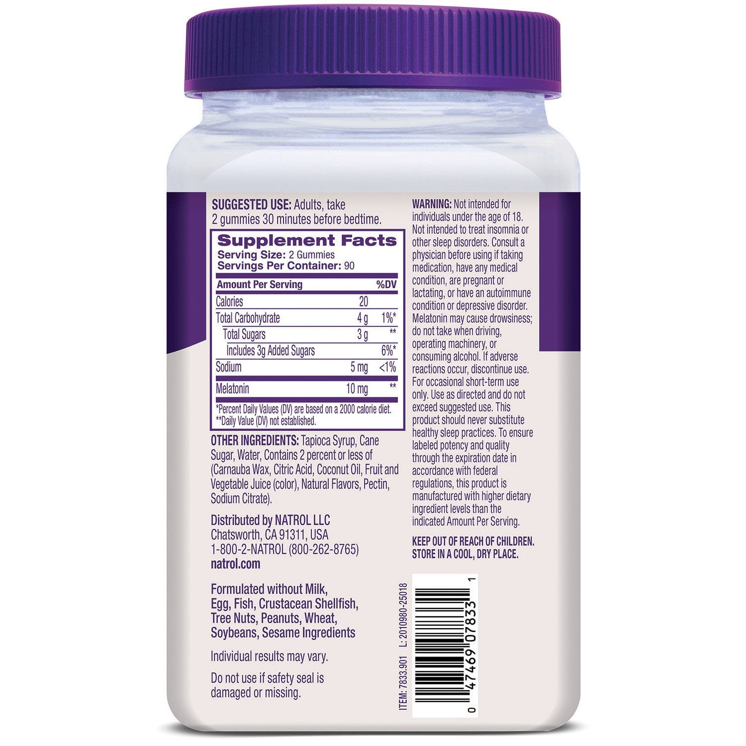 2 Pack Natrol Sleep Melatonin 10mg Per Serving Gummies, Strawberry, 180 ct.