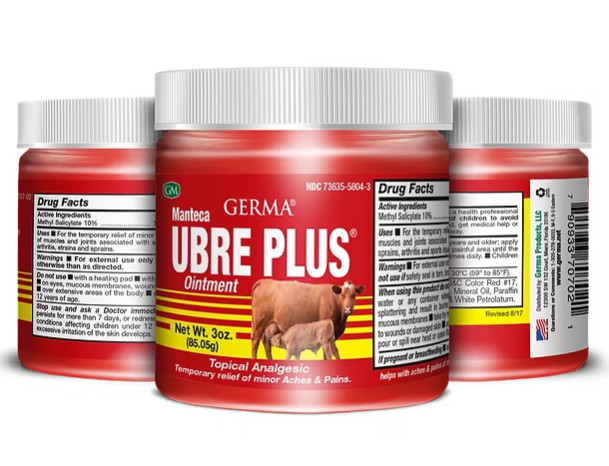Germa Manteca Ubre Plus Natural Topical Analgesic Oimtment 3 oz PACK OF 3