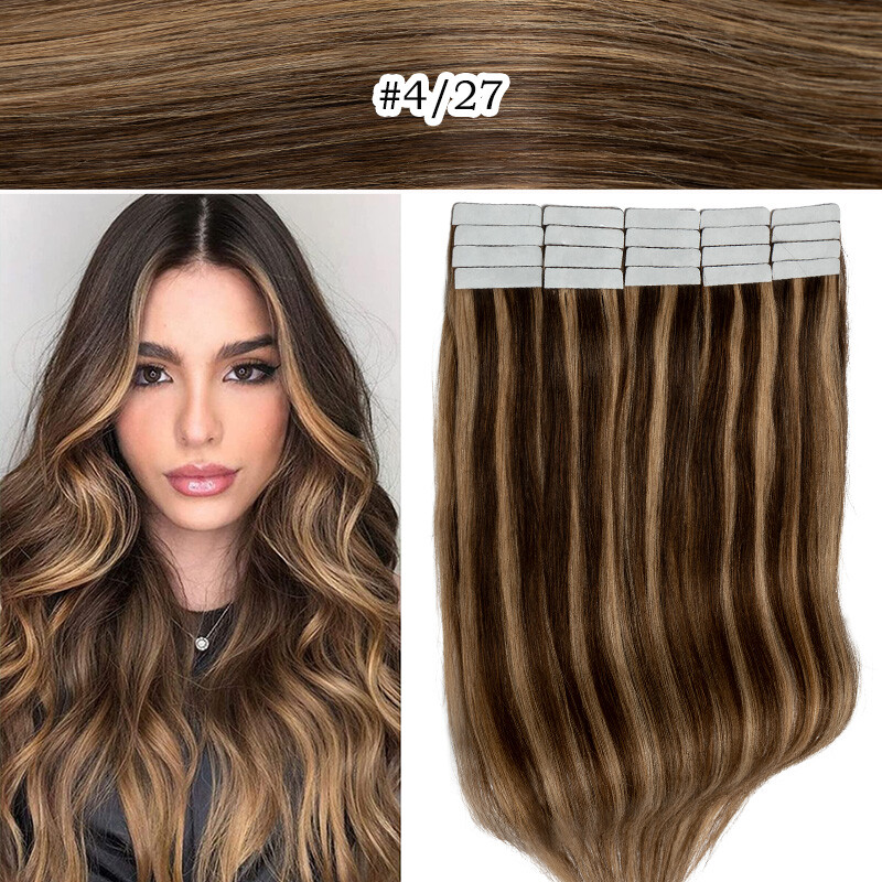 Invisible 100% Remy Tape In Human Hair Extensions Full Head Skin Weft 100gr 24″