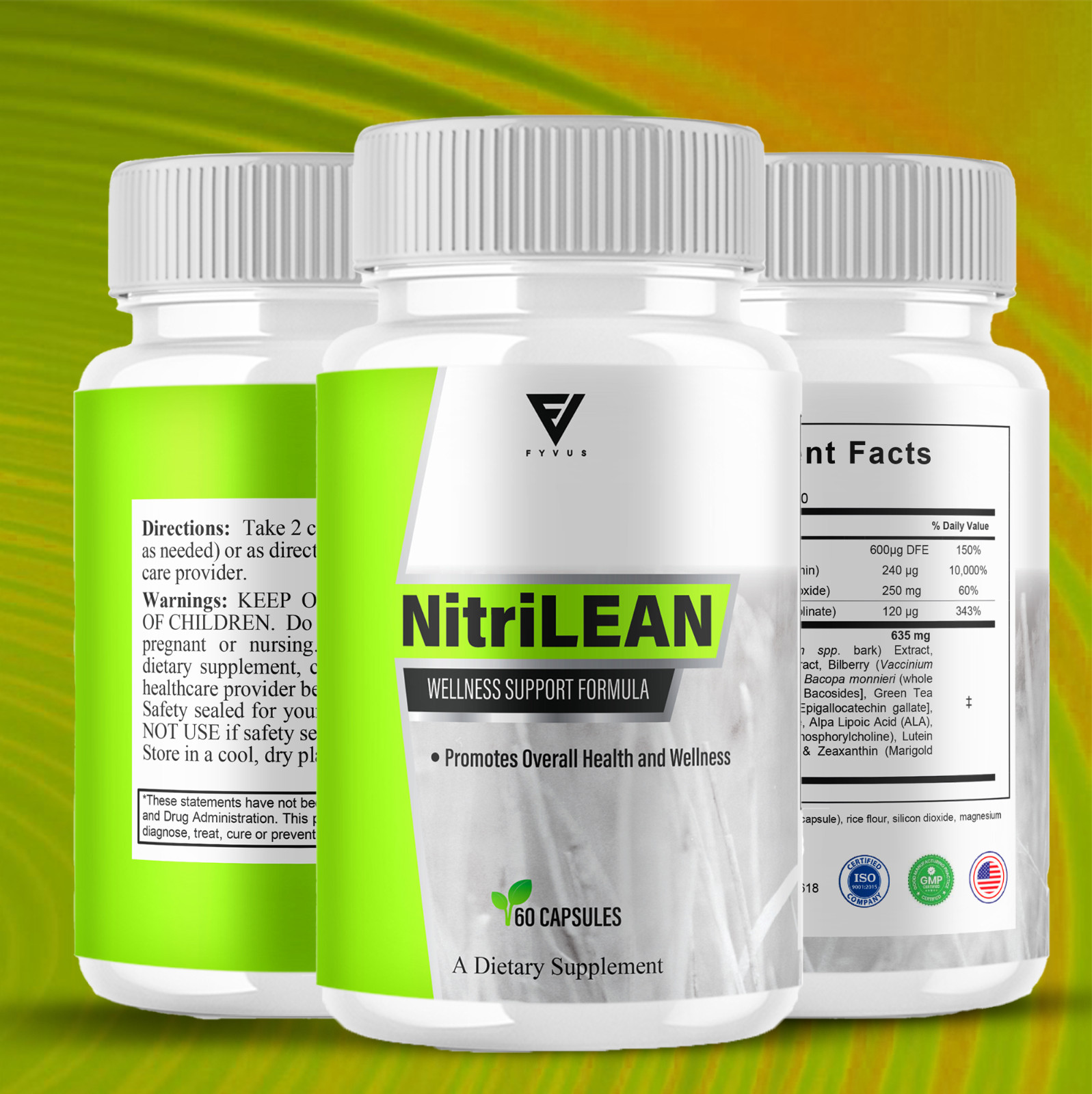 (3 Pack) Nitrilean Capsules Nitri Lean Wellness Supplement Pills (180 Capsules)
