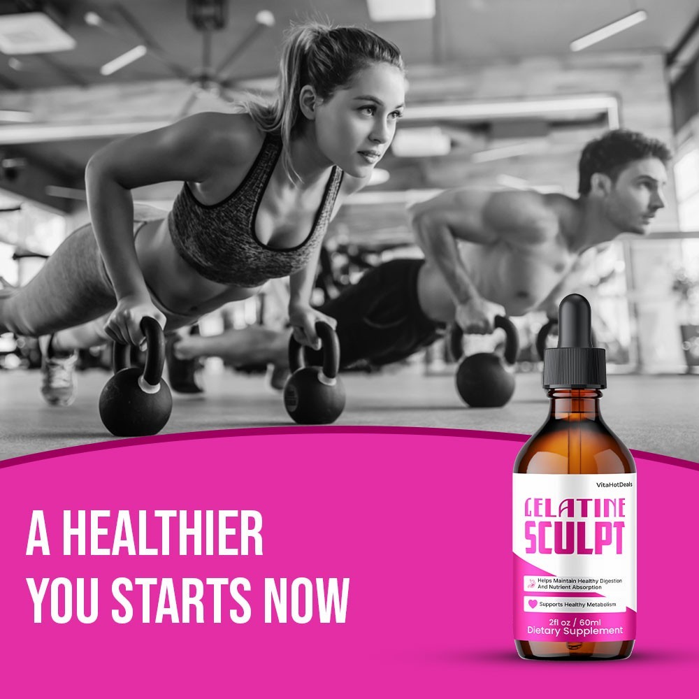 Gelatine Sculpt Drops, Max Strength Formula, GelatineSculpt Supplement (3 pack)