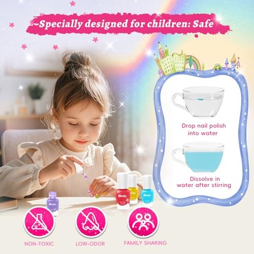 Quick Dry Kids Nail Polish Set, Non-Toxic Toddler Nail 6-pcs Funny Theme