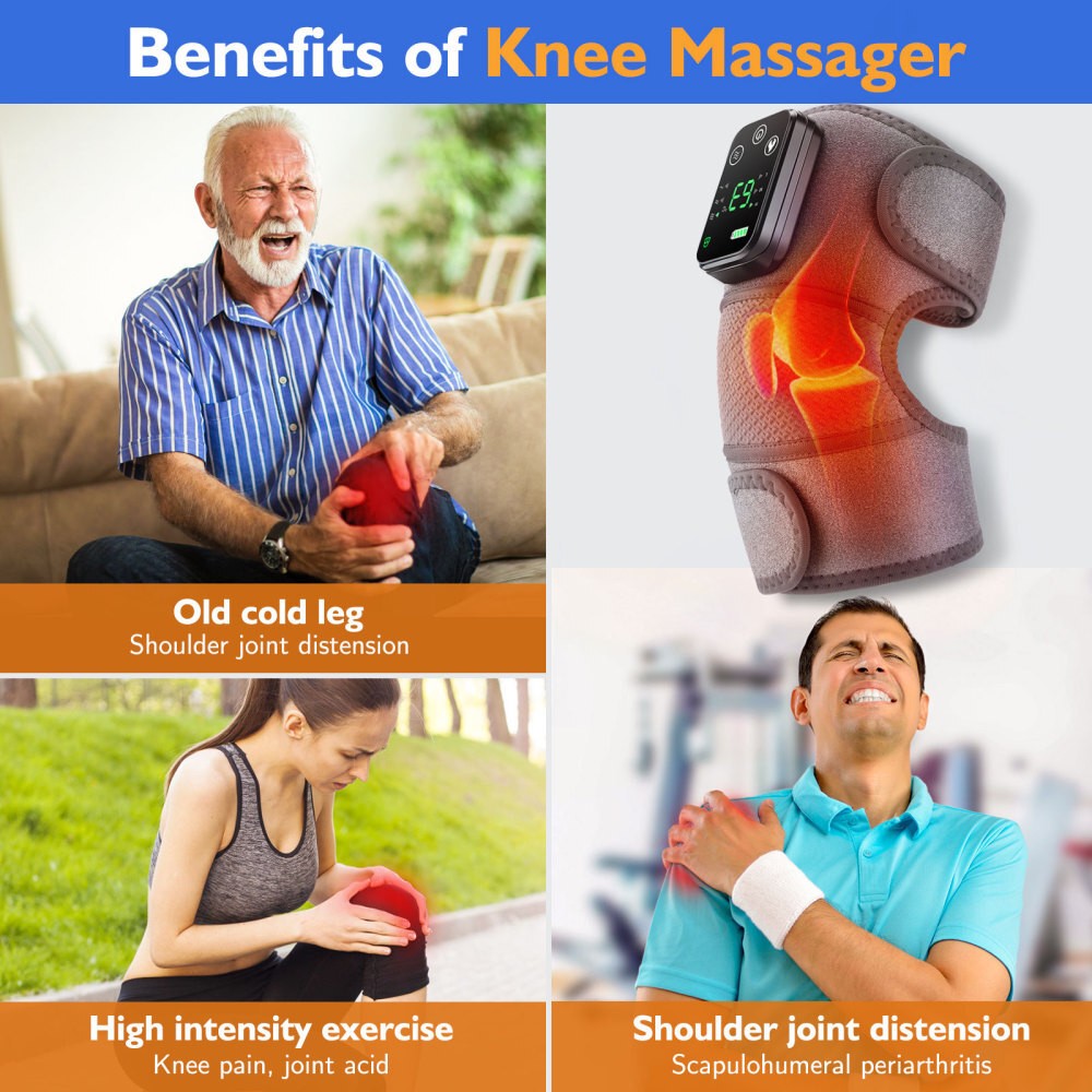Electric Knee Massager Massage Pad with Heat Joint Pain Relief Blood Circulation