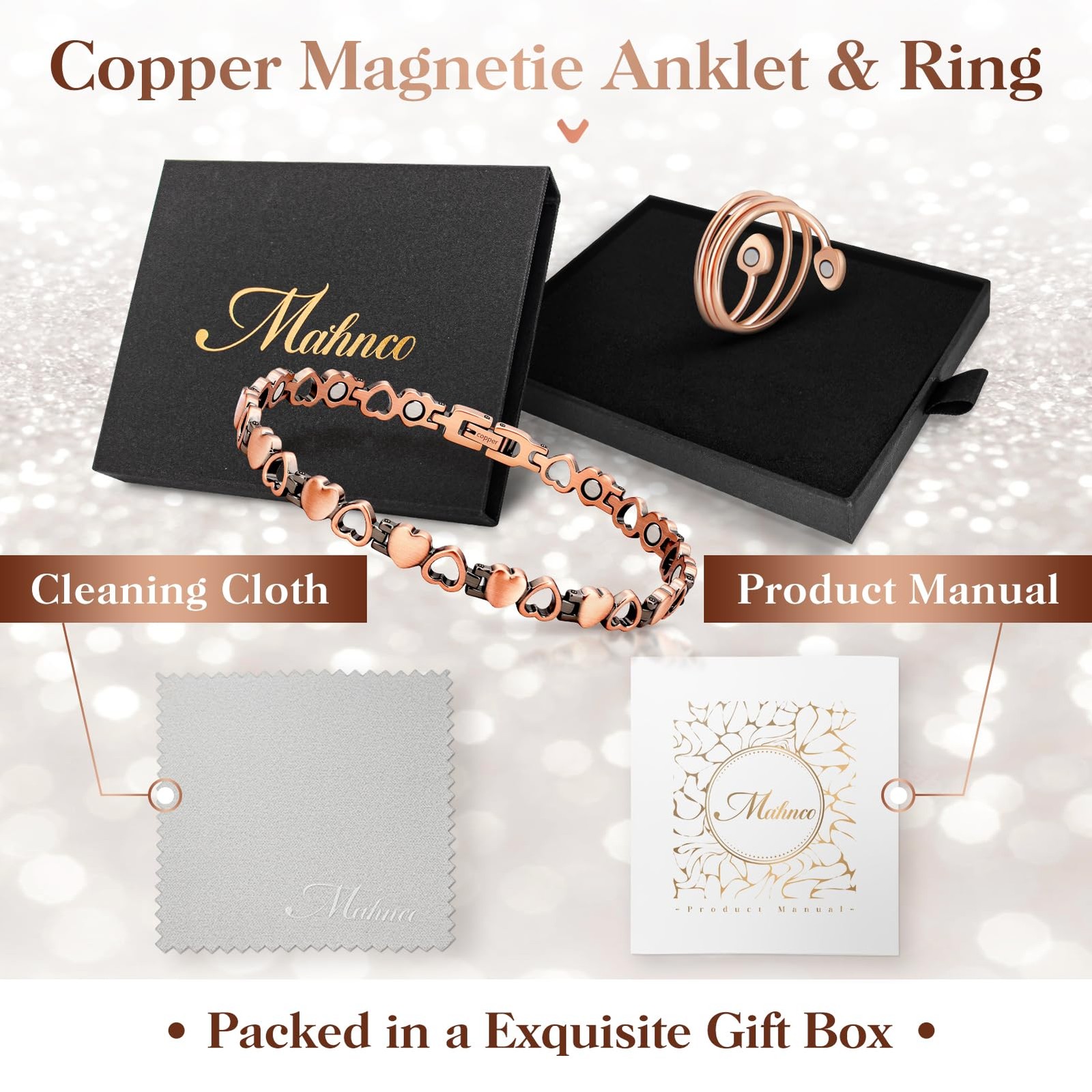 Copper Anklet for Women Magnetic Ankle & Lymphatic Drainage Ring with 3500 Ga…