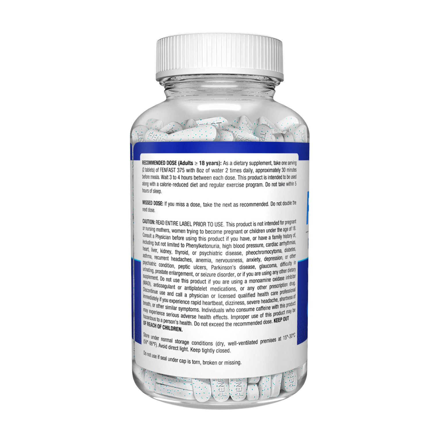 Fenfast 3 Bottle Pack! Weight Management Energy Diet Pills – White/Blue Tablets
