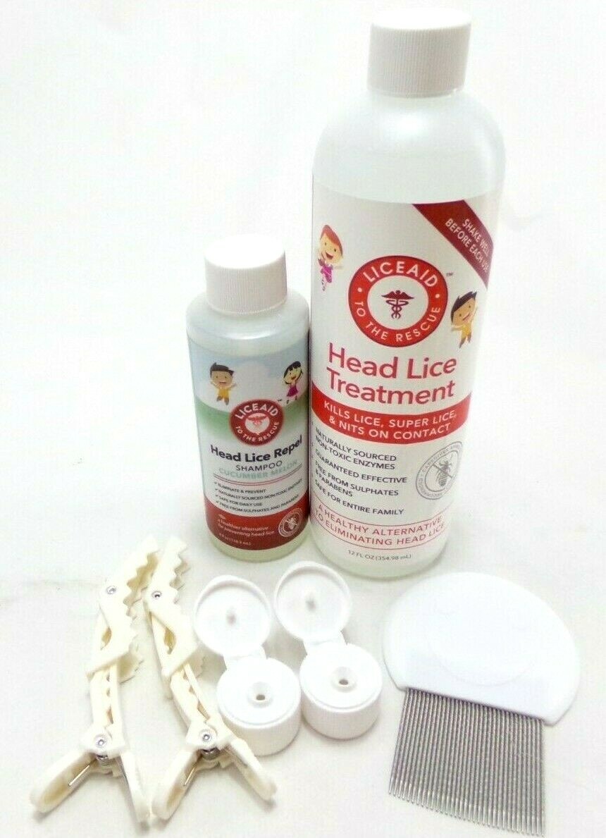 Lice Aid™ Lice Removal 3-Step Kit FDA Approved Vegan Includes Comb & Hair Clips