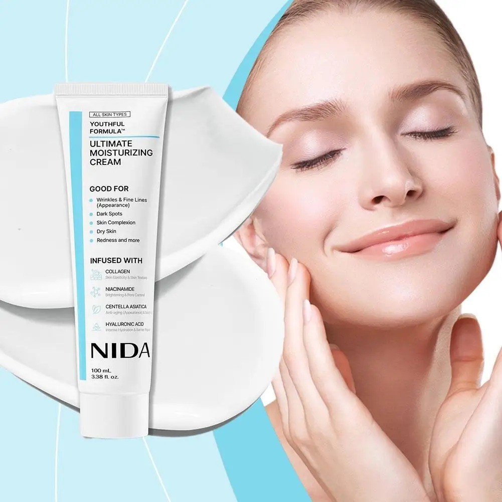 NIDA Youthful Formula Moisturizing Cream 100ml Collagen Niacinamide Face Cream