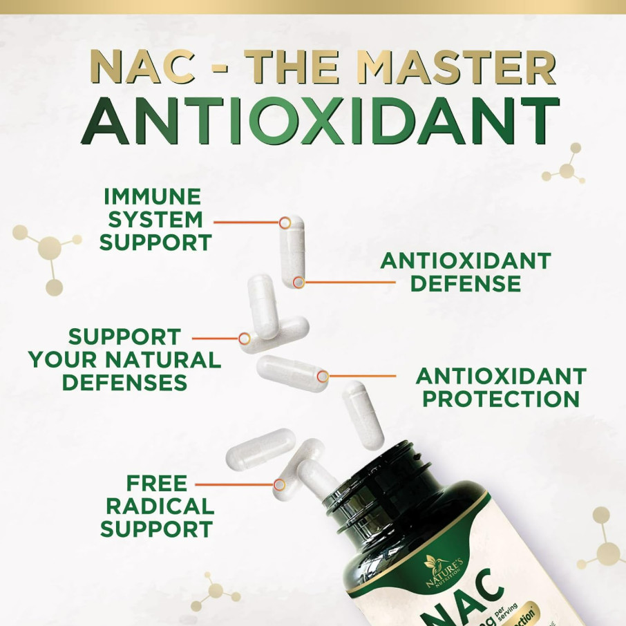 NAC 1200mg N-Acetyl-L-Cysteine Immune & Liver Support 120 Capsules Vegan USA GFS