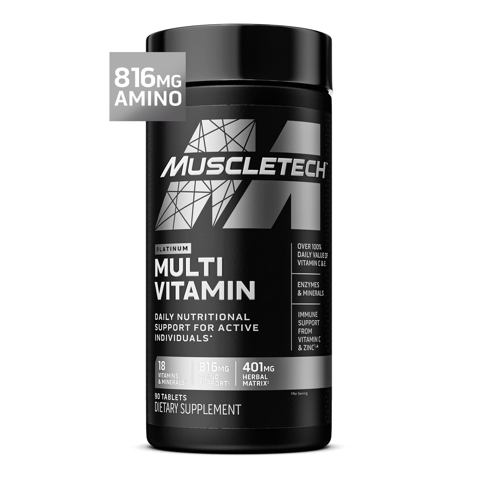 MuscleTech Platinum Multivitamins for Men & 90 Count (Pack of 1), Silver