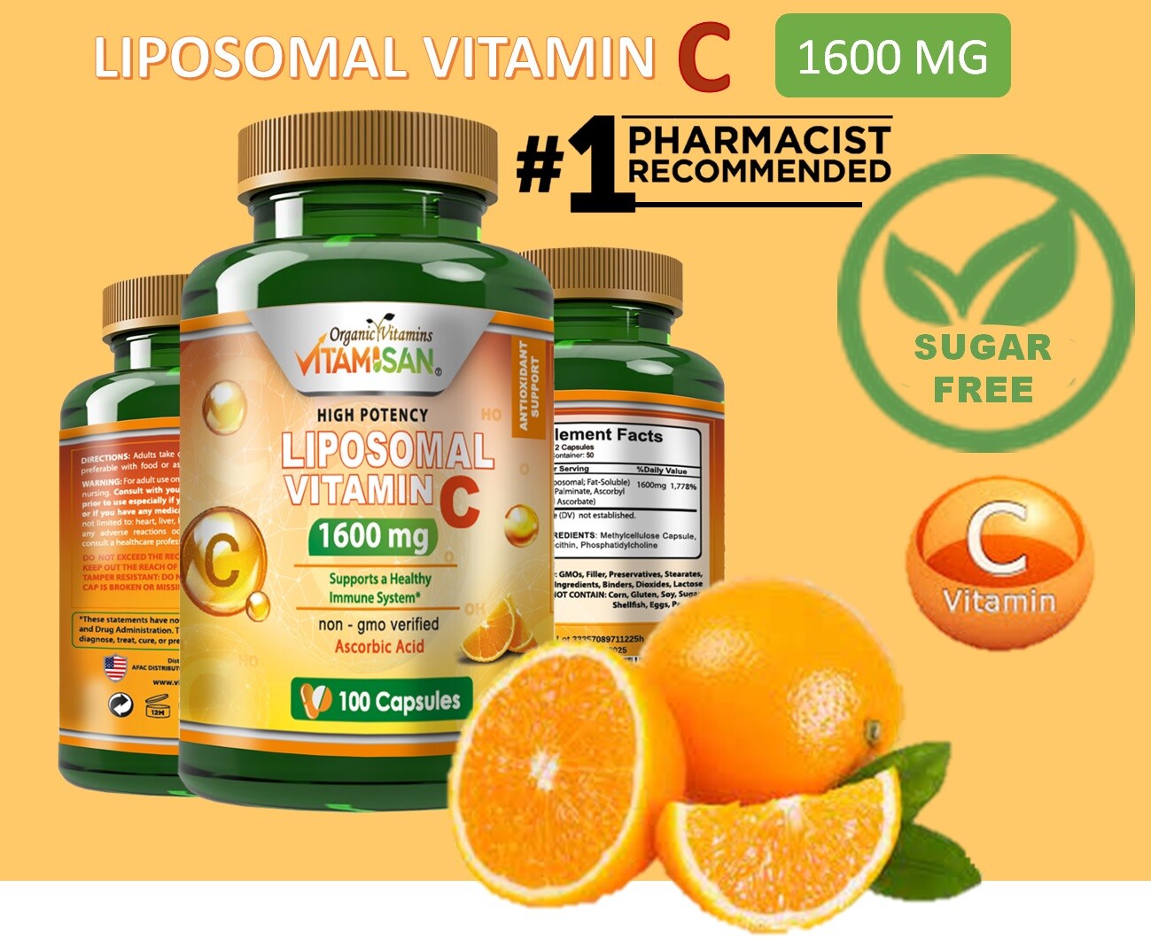 Liposomal Vitamin C Capsules High Absorption Immune Pills Supplements 300 CAPS