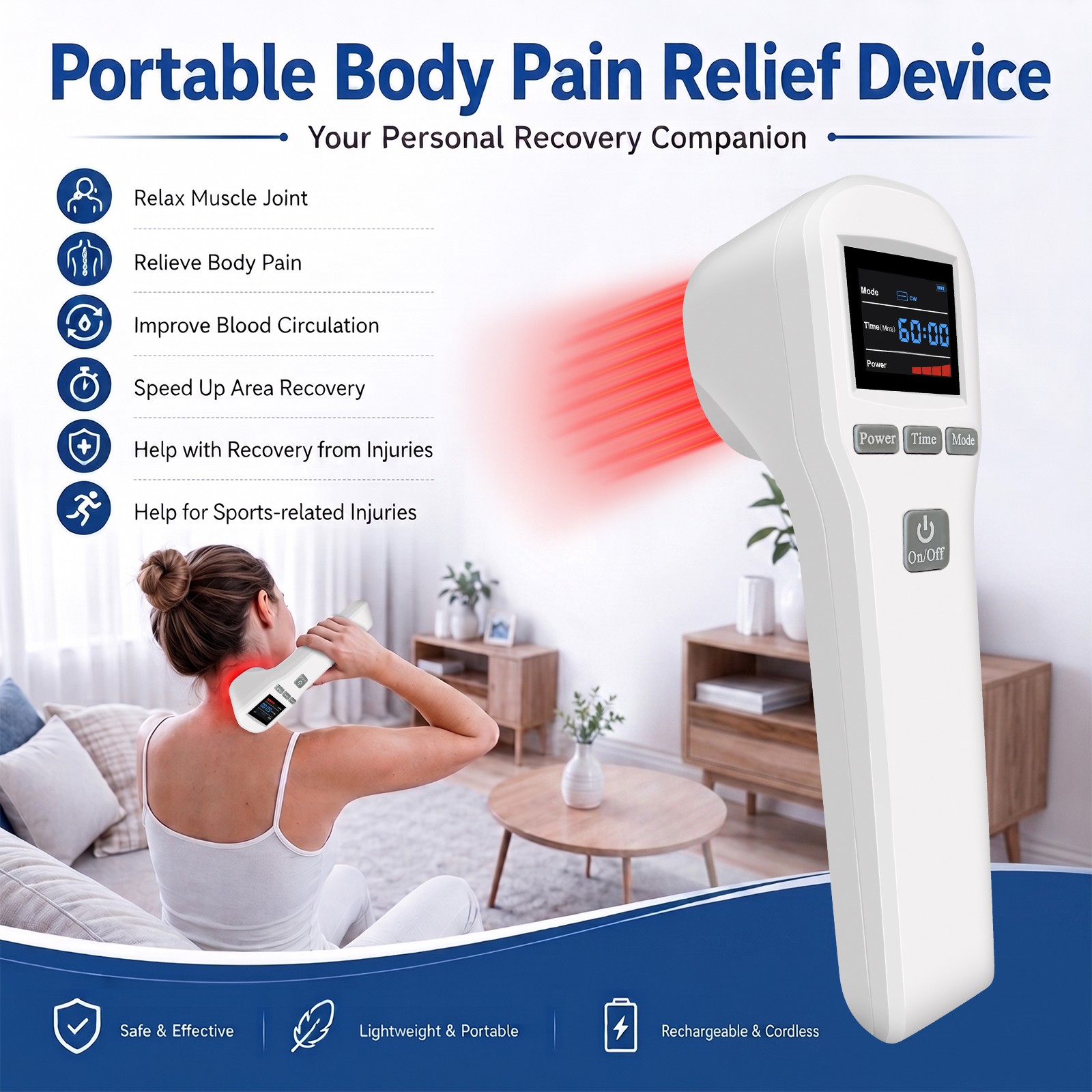 880mW 650nm 808nm Cold Laser Therapy Instrument for All Body Aches and Pains