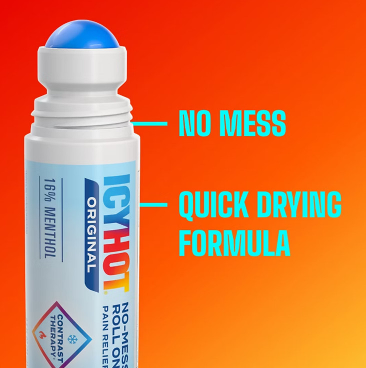 Icy Hot Medicated Pain Relief Roll-On No Mess Fast Acting Relief 3 Pack 2.5 oz