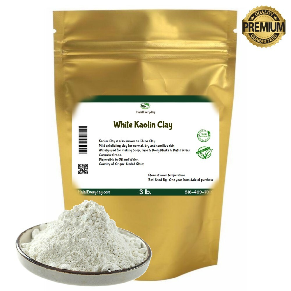 Kaolin Clay 3 LB. – White (China Clay) Powder Face Body Mask Cosmetic 100% Pure