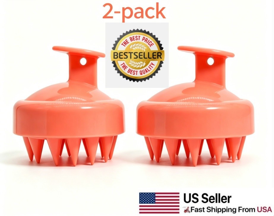 2 PCS Silicone Scalp Massage Shampoo Brush Soft Hair Washing Comb for Deep Clean