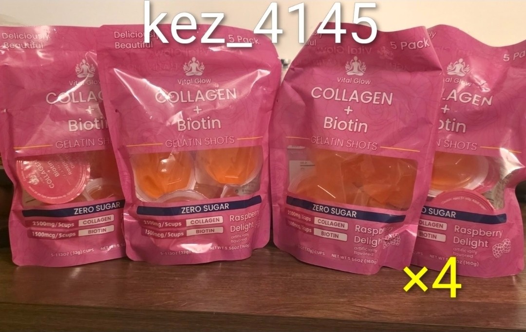 Vital Glow Collagen + Biotin Zero Sugar Gelatin Shots Raspberry Delight 20 Ct