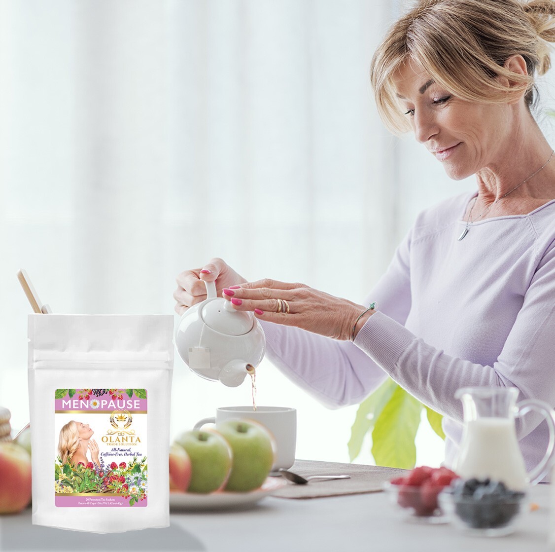 Cranberry Infused Menopause Support Tea with Rooibos, Elderberries, Ashwagandha