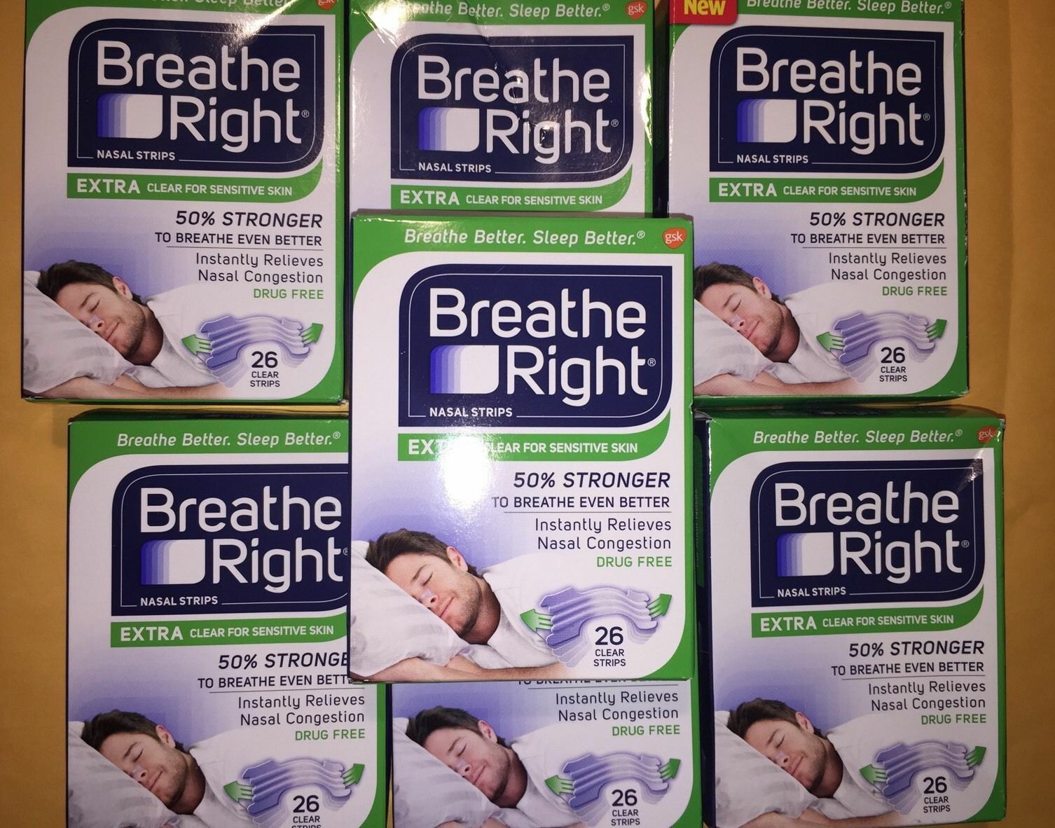 BREATHE RIGHT NASAL STRIPS, EXTRA STRENGTH CLEAR (182) TOTAL ( 7 x 26 Ct Boxes )