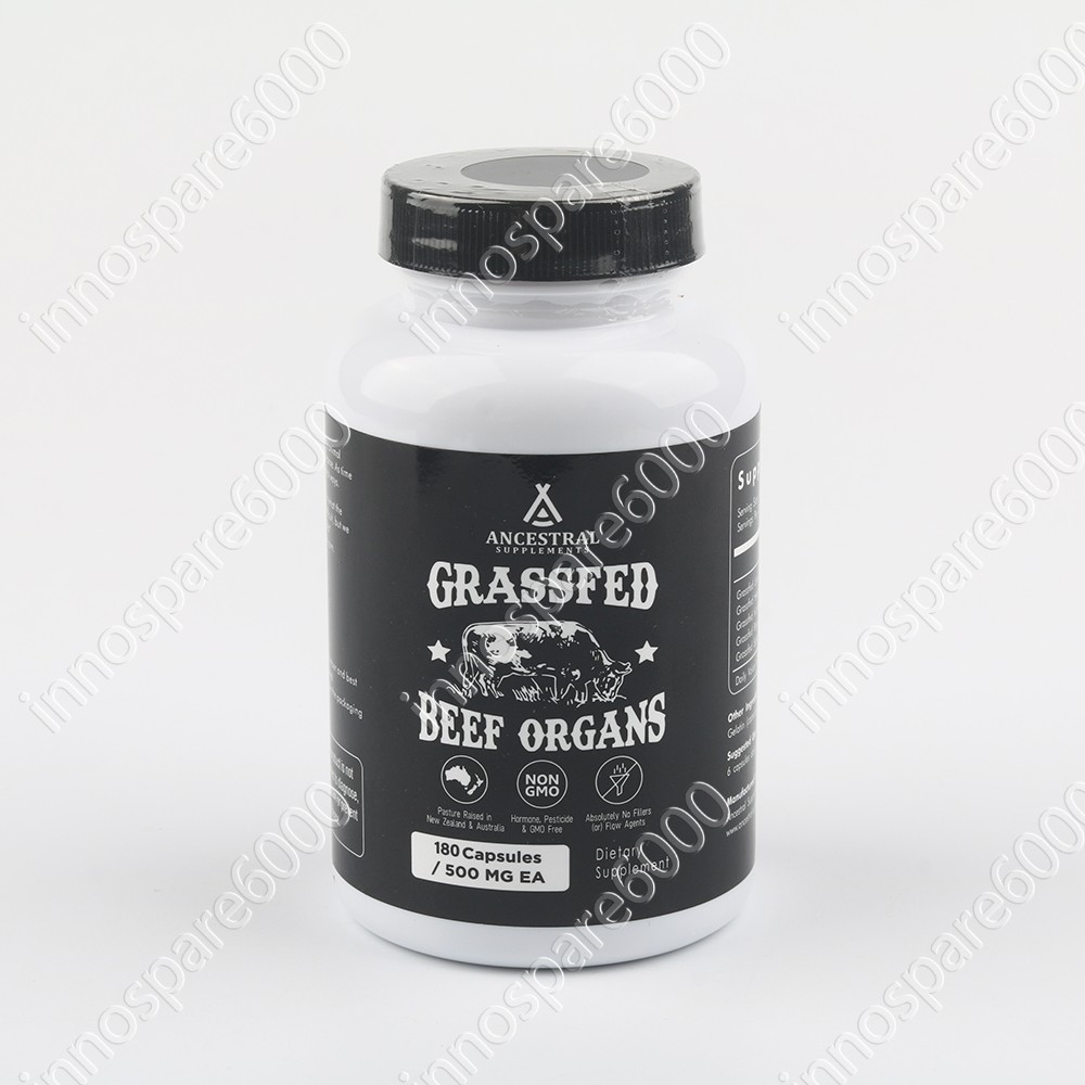Ancestral Supplements Lawn Grass Fed Beef Organ Supplement – Non-GMO, 180 Capsul