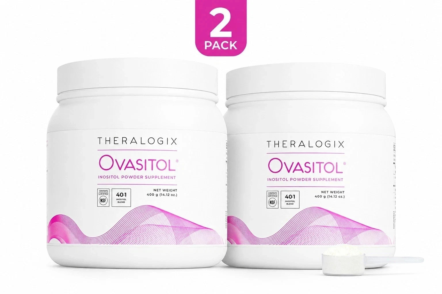 Ovasitol Inositol Powder 90-Day Supply Myo & D-Chiro Inositol 14.12 Oz 2 Pack