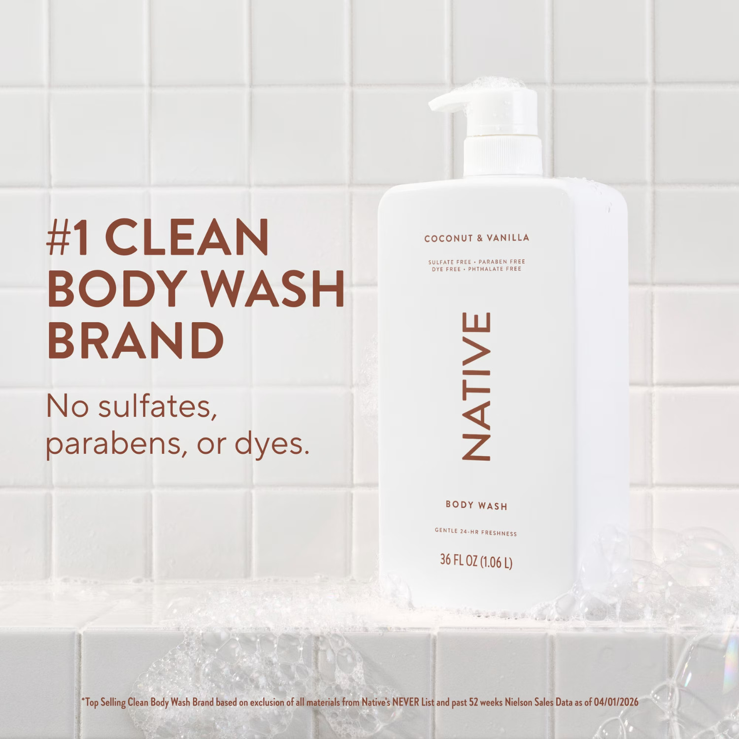 (2 Pack) Native Coconut Vanilla Body Wash 36 fl oz Sulfate Free for Men & Women