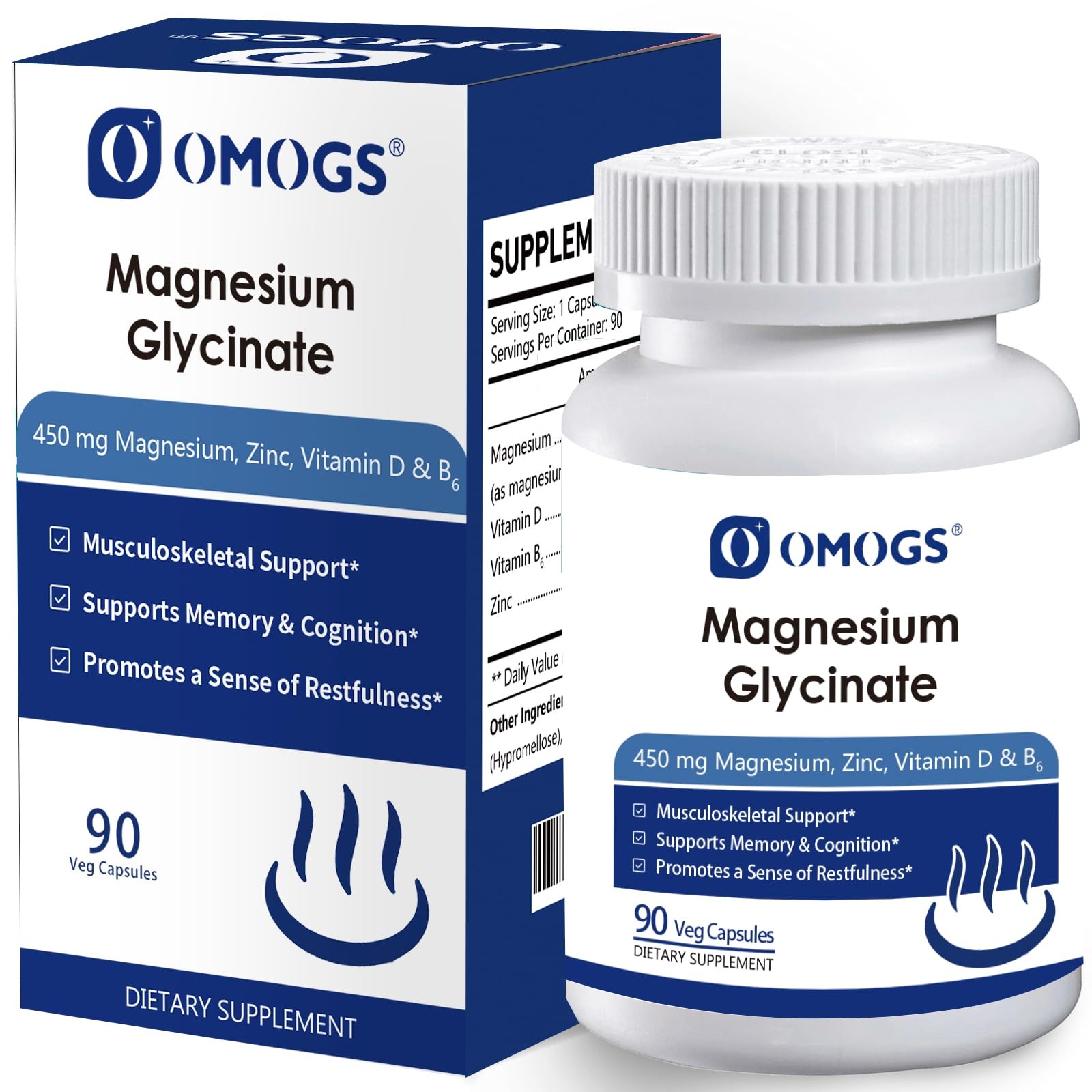 OMOGS High Absorption Magnesium Glycinate, for 90 Count (Pack of 1)