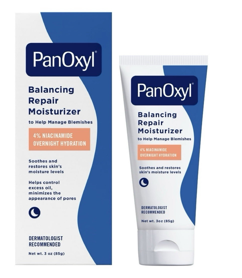 PanOxyl Night Face Moisturizer, Hydrating Blemish Care, 4% Niacinamide 3 oz