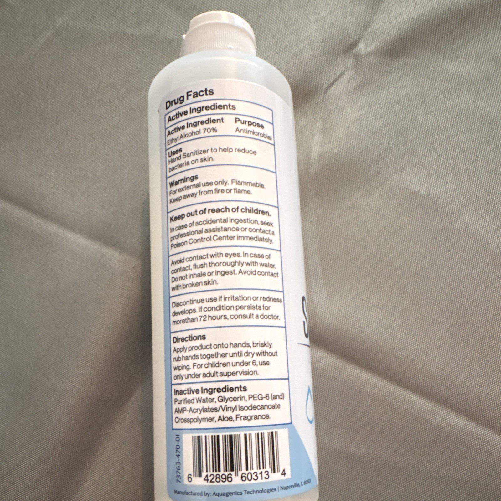 Sanitect 70% Alcohol Antimicrobial Hand Sanitizer, Clear, 8 fl oz (236 mL)