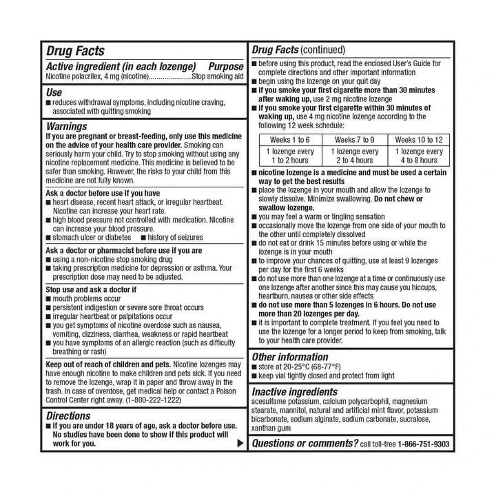 2 Pack – Member’s Mark Nicotine Mini Lozenge,Flavor: Mint 4 MG . 216 ct.