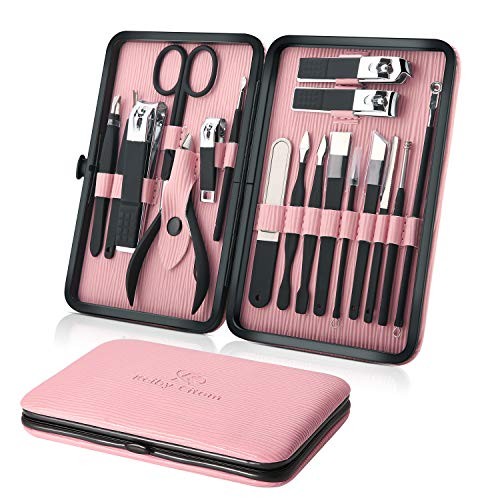 Manicure Set Professional Nail Clippers Kit Pedicure Care Tools- Stainless Pink