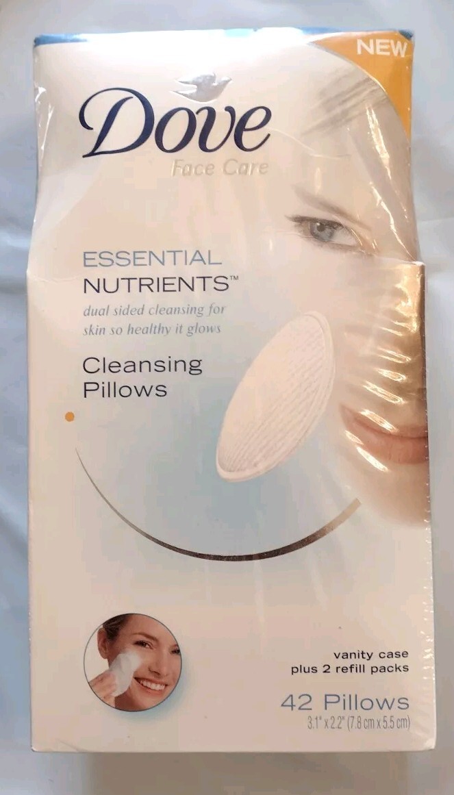 Dove Facial Care Essential Nutrients Dual Sided Cleansing Pillows Case + 42-New