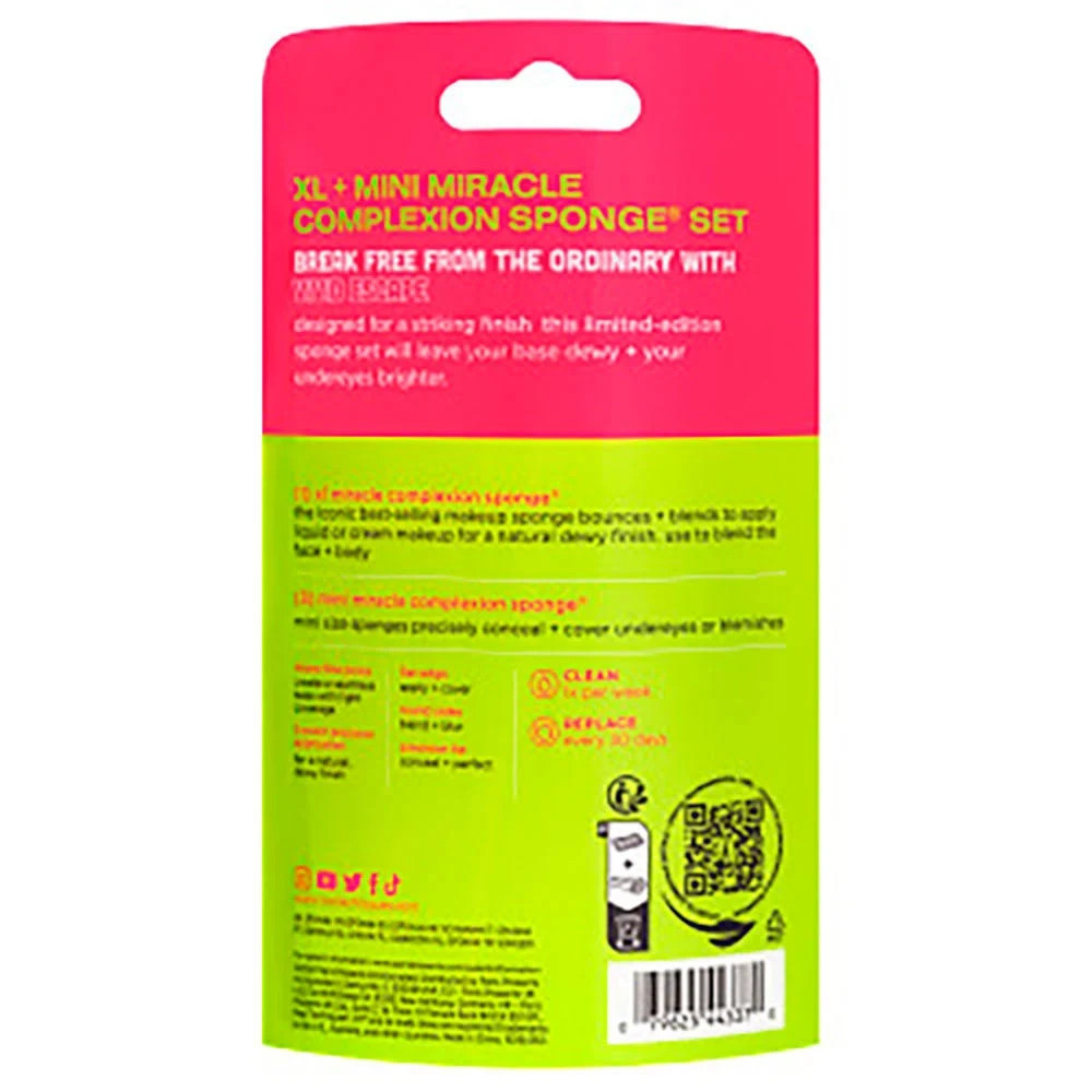 Real Techniques Vivid Escape Xl + Mini Miracle Complexion Sponge Set AUTHENTIC