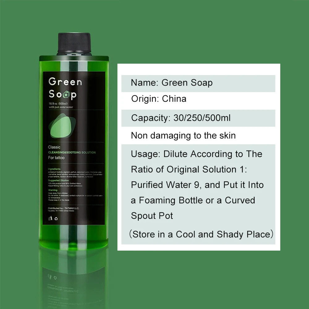 Ultra Concentrated Tattoo Green Soap Cleaning Kit with 150ml Foaming Bottle