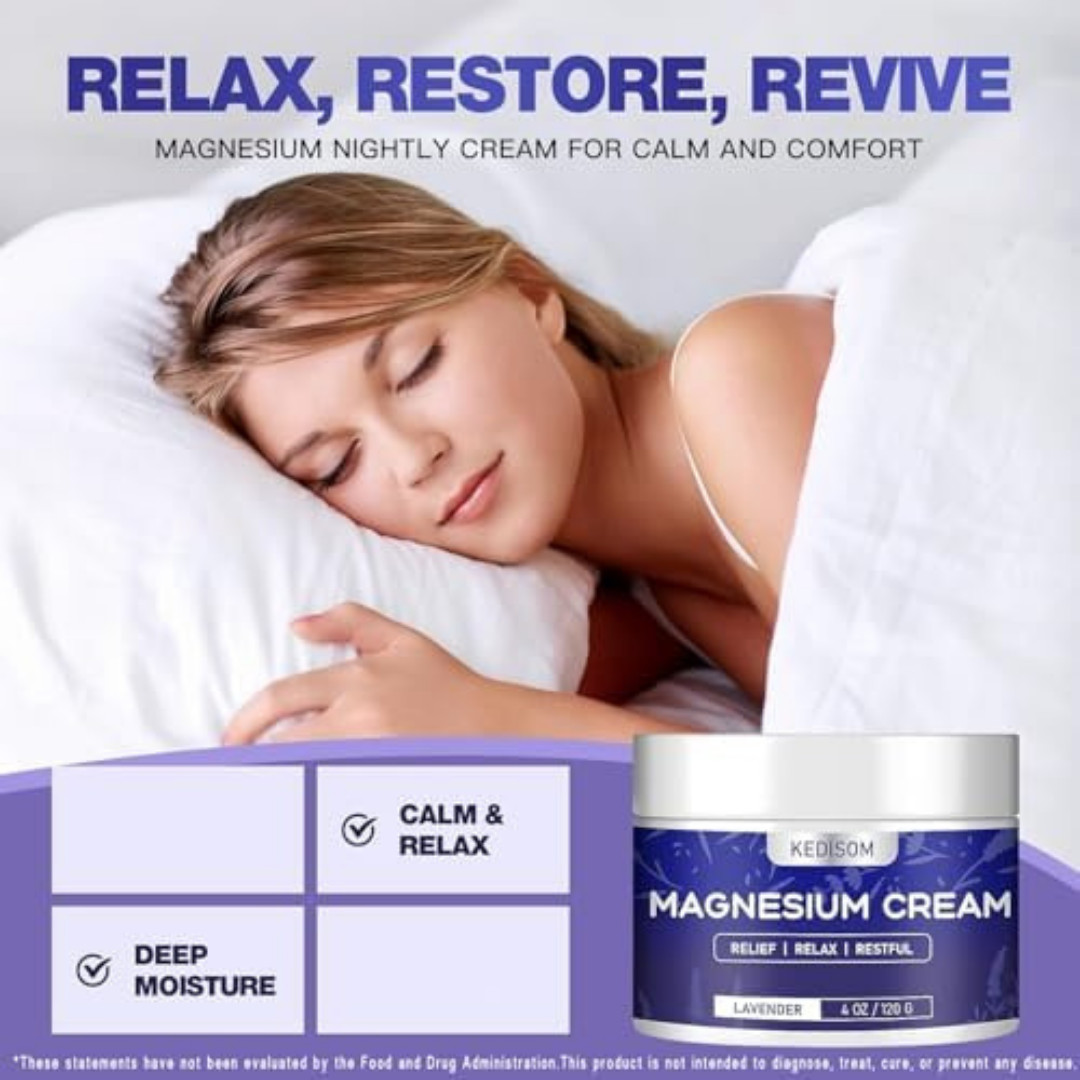 Natural Topical Magnesium Cream for Sleep,Nighttime Magnesium Lotion for Pain an